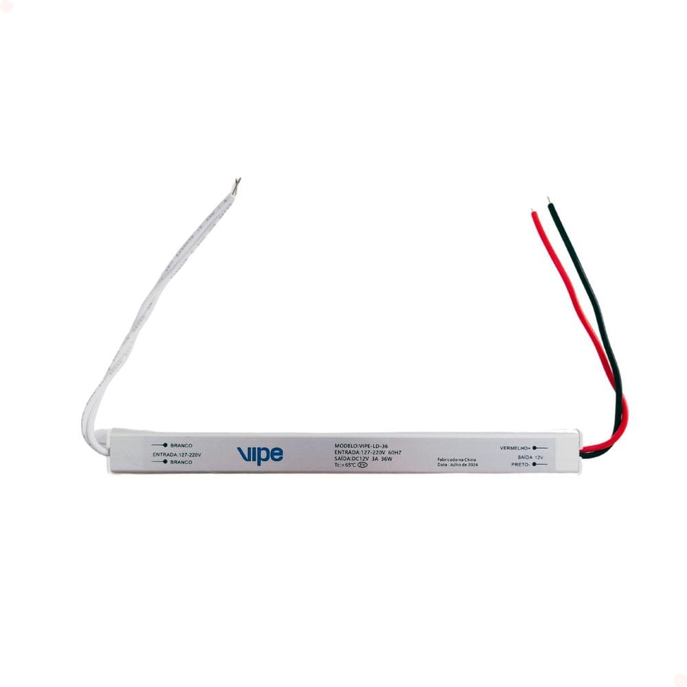 Fonte 3A Perfil Driver Slim 12V Fita Led Potência 36W Bivolt