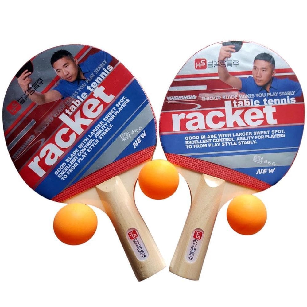 Kit Tenis De Mesa Com 2 Raquetes + 3Bolas Pretovermelho