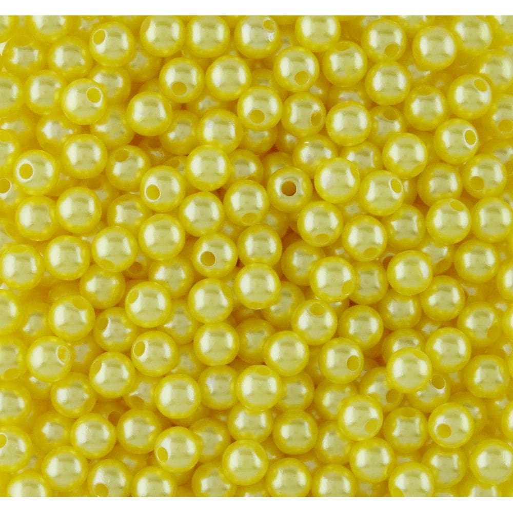 Pérola Amarela Inteira Com Furo 08Mm Em Abs Com 500Gr