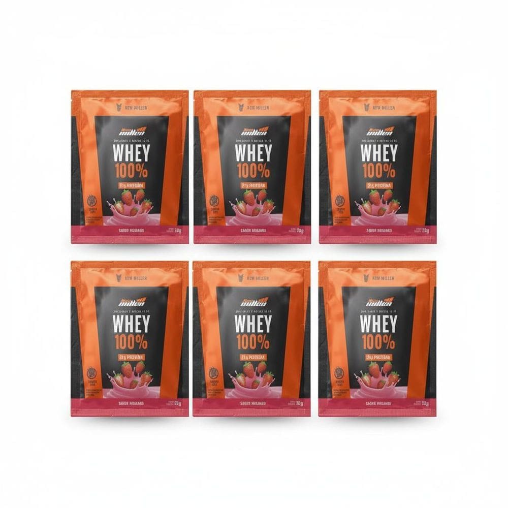 Kit 6 Whey Protein 100% 21G Proteina Morango Sache