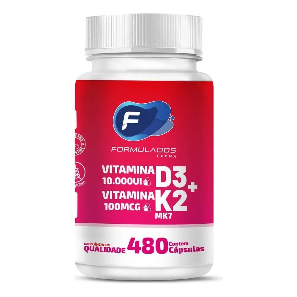2X Vitamin K2Mk7 100 Mcg +Vit D3 10.000 Ui Pró-Osso 480 Caps