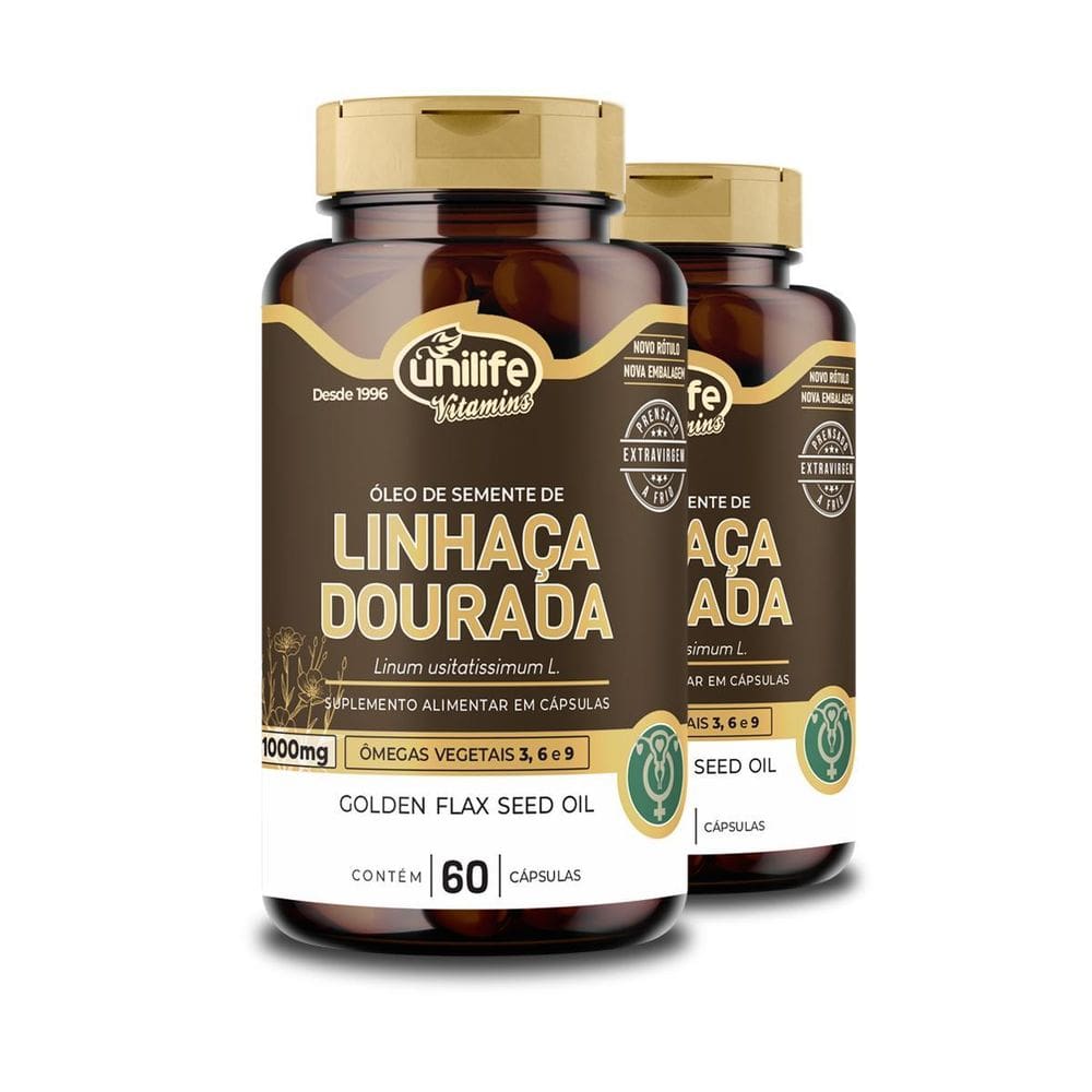 Kit2 Óleo De Semente De Linhaça Dourada 1000 Unilife 60 Caps