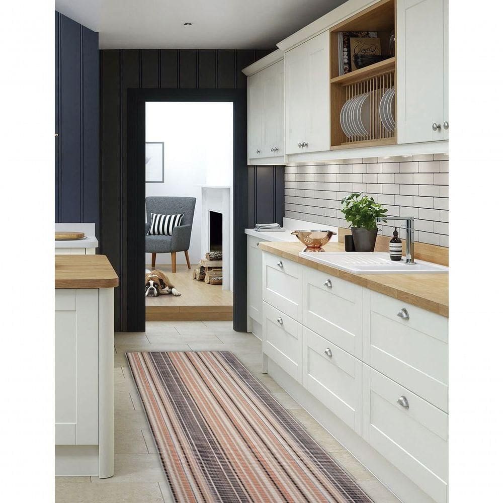 Tapete Passadeira Emborrachada Antider 65cm Venda Por Metro Listrado Preto Marrom