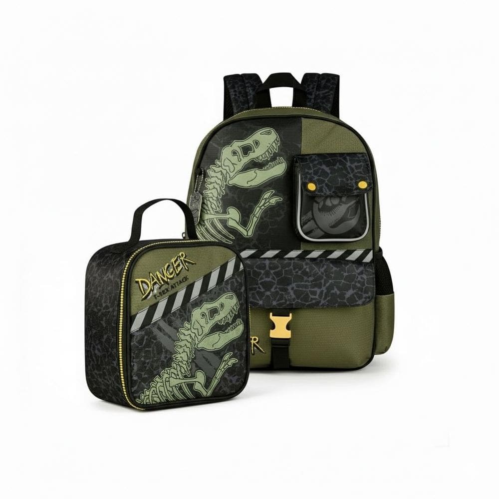 Kit Mochila De Costa E Lancheira Térmica Menino T-Rex - Clio