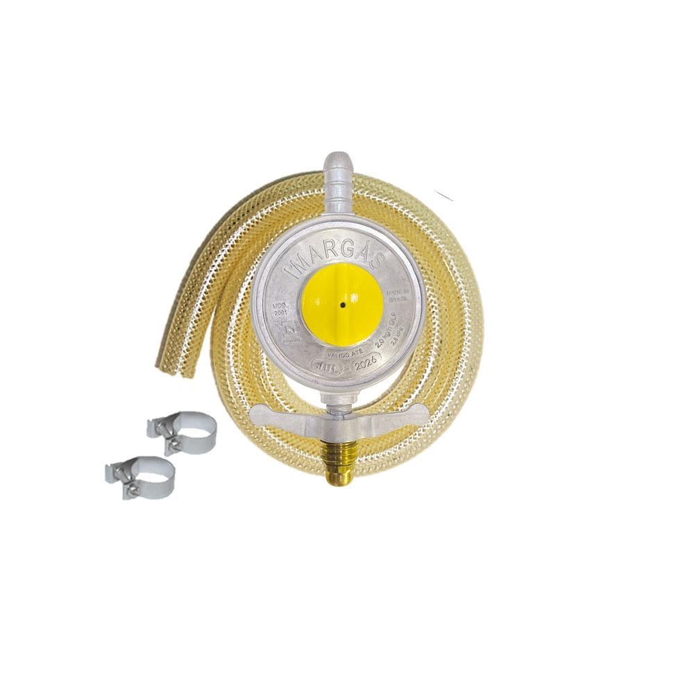 Kit Regulador Registro Gás 2Kg + Mangueira 5M + Abraçadeira