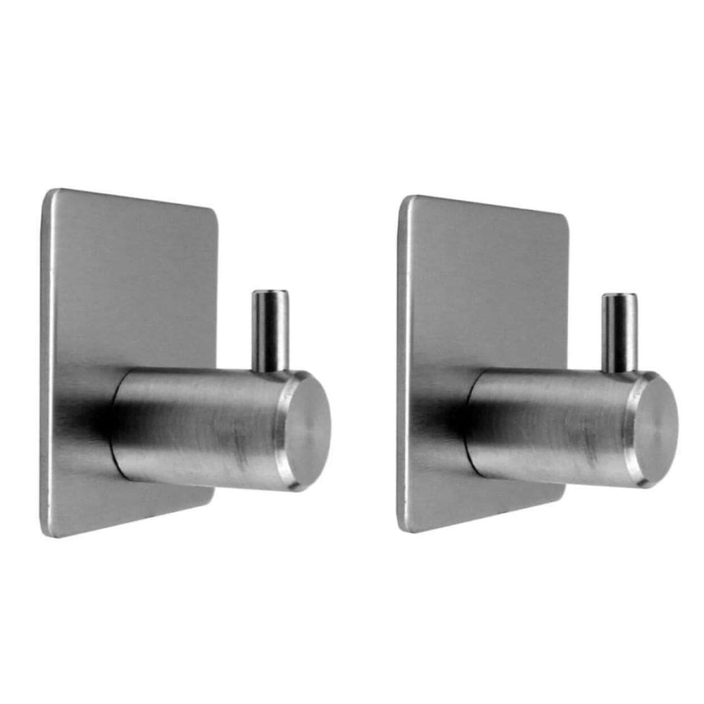 2 Gancho Parede Adesivo Inox Organizador Multiuso Sem Furo