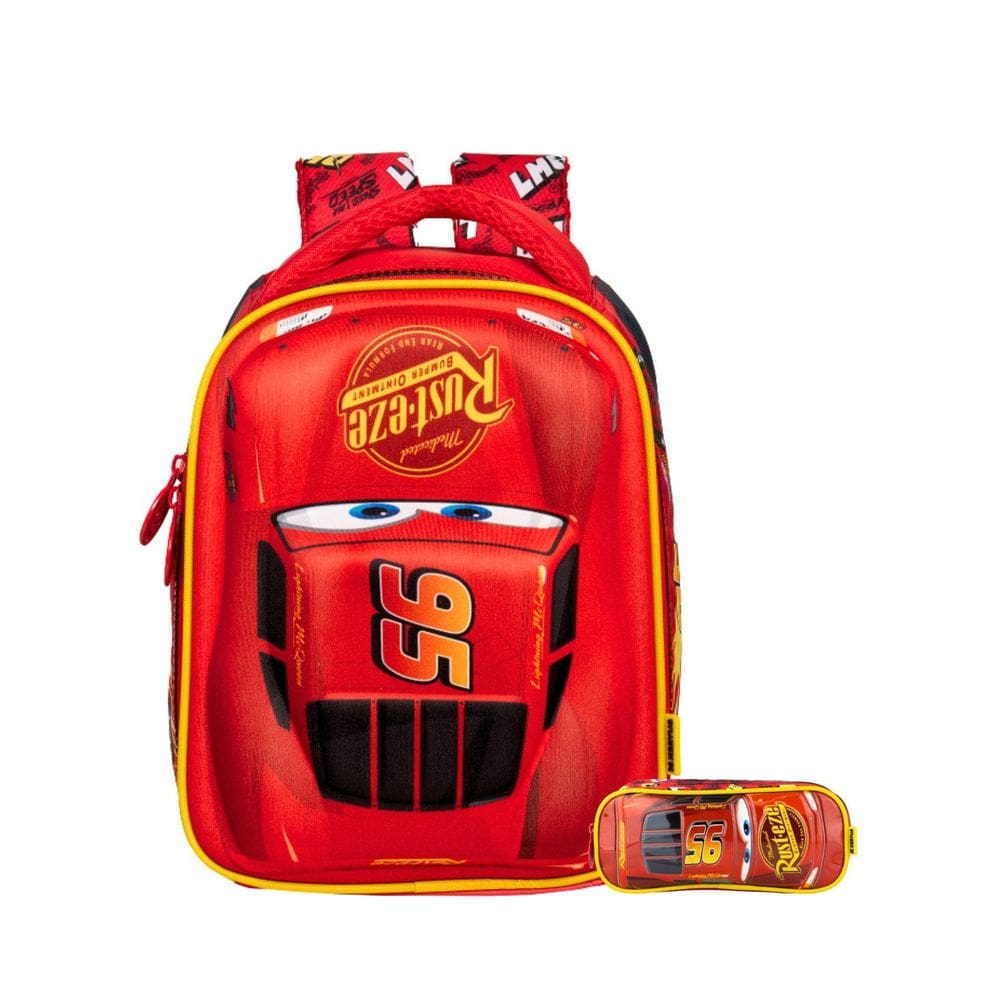 Kit Escolar Carros Mochila De Costas + Estojo Duplo