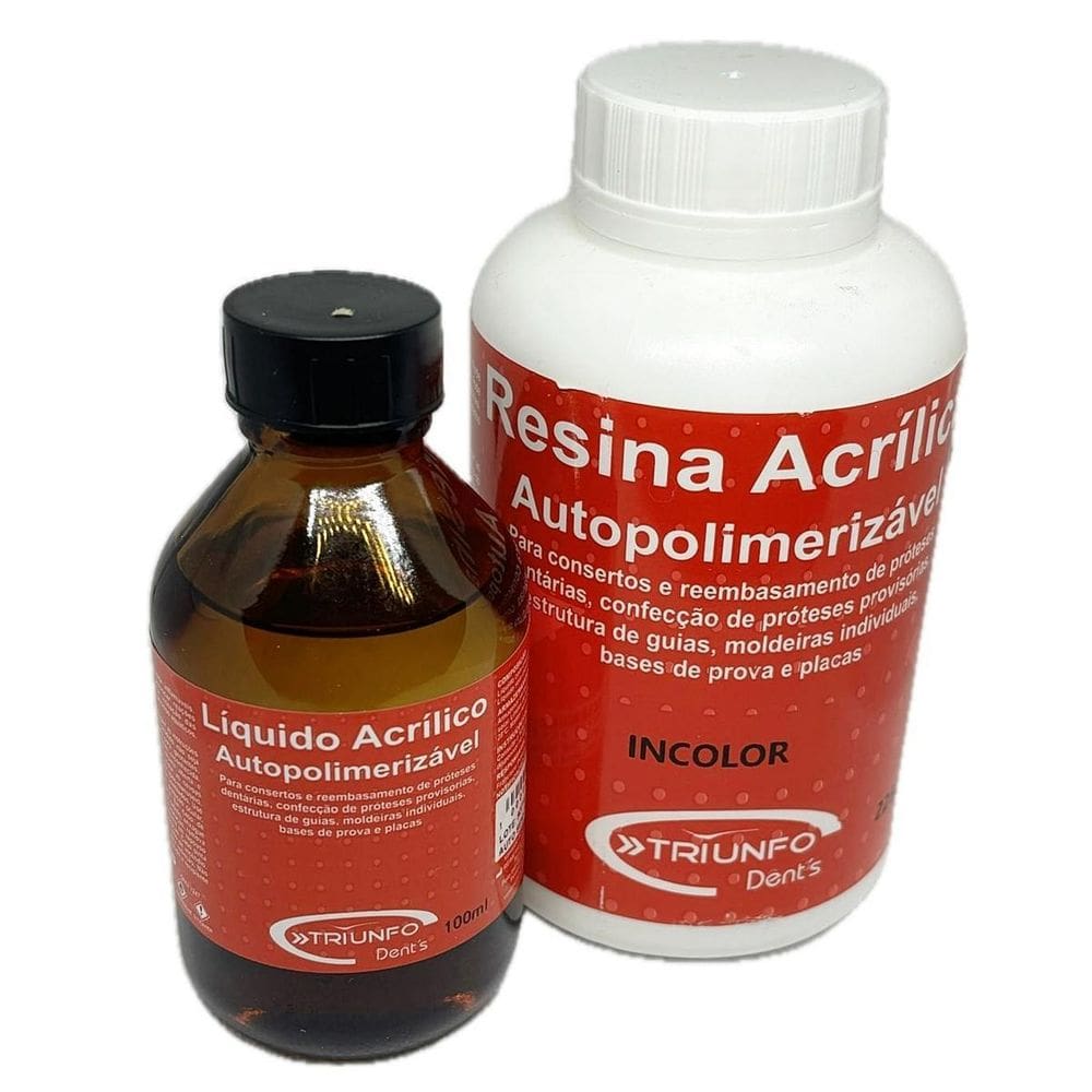 Kit Resina Acrílica Auto Pó Incolor 80G + Líquido 100Ml Cola
