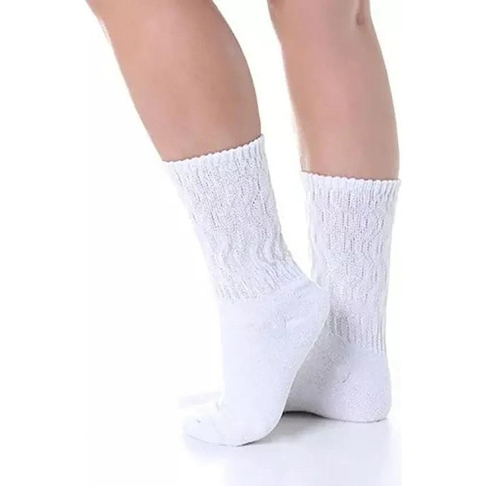 2X Kit 6 Pares Meias Aeróbica Yoga Feminina Brancas Academia