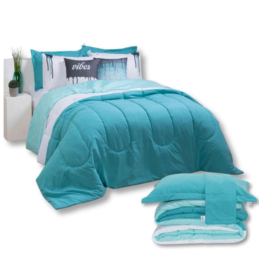 Kit 7 Pçs Edredom Queen Colorful Linho Hipercal 400 Fios