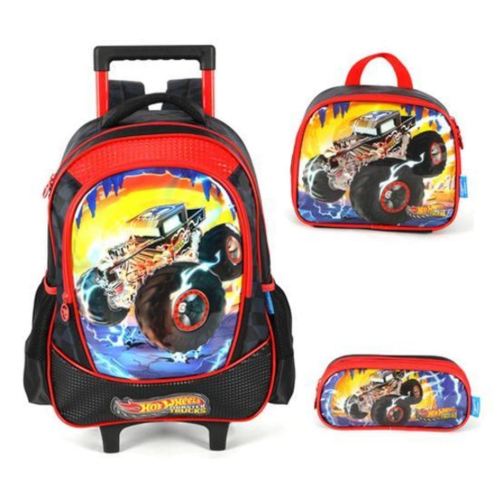 Kit Mochila Rodinhas  Hot Wheels Monster Trucks