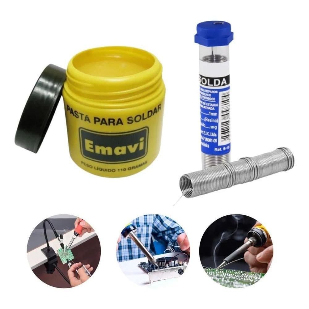 2X Kit Pasta De Solda Estanho Acessorio Ferro De Solda Solda