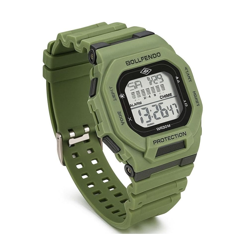 Relogio De Pulso Borracha Leve Unissex Verde Oliva Unissex