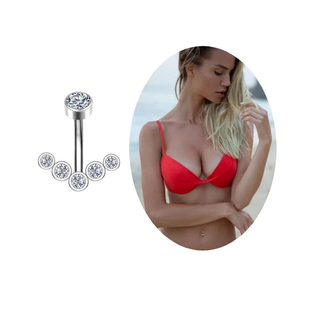 Piercing Umbigo Delicado 5 Pontos Luz Modelo Aço Cirúrgico
