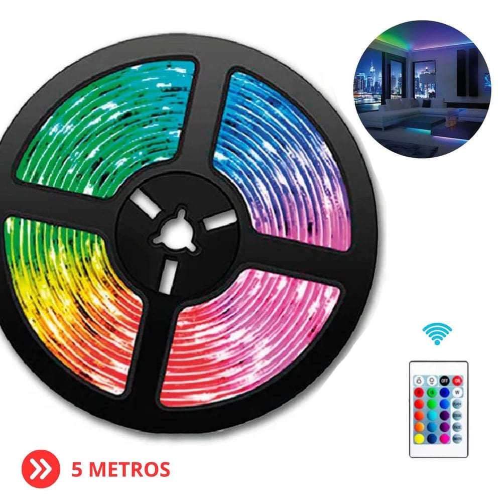 Rgb Fita Led Dupla Face 5M Usb Decoração Festa Luz Ambiente Vibrante