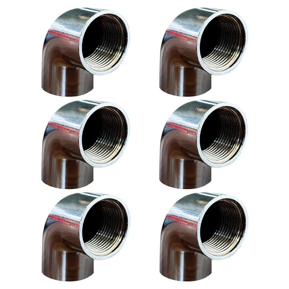 Kit 6 Joelho Cotovelo Curva 90º Metal Cromado Fêmea 1/2``