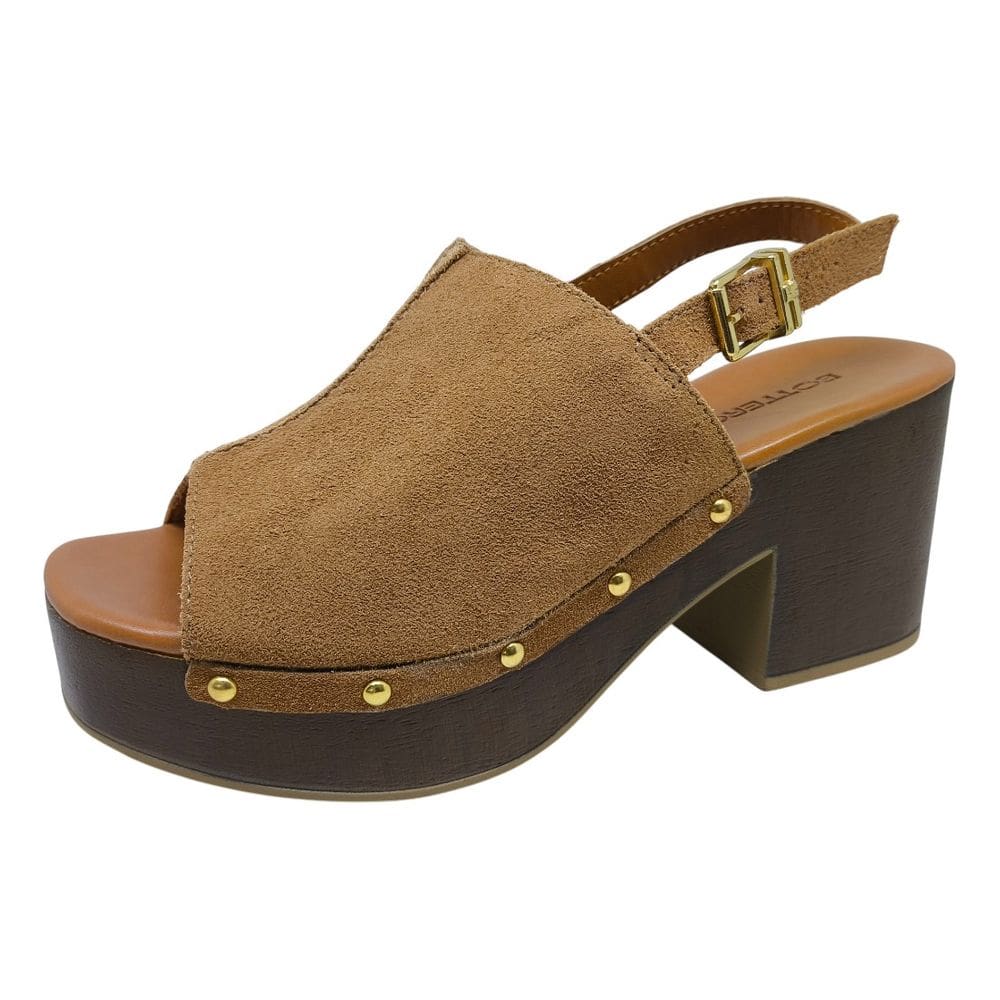 Sandália Feminina Plataforma Alta Couro Conforto Bottero