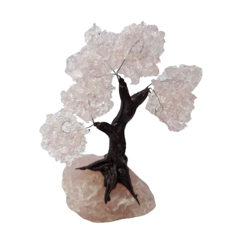Árvore De Pedra Natural Quartzo Rosa Cascalho