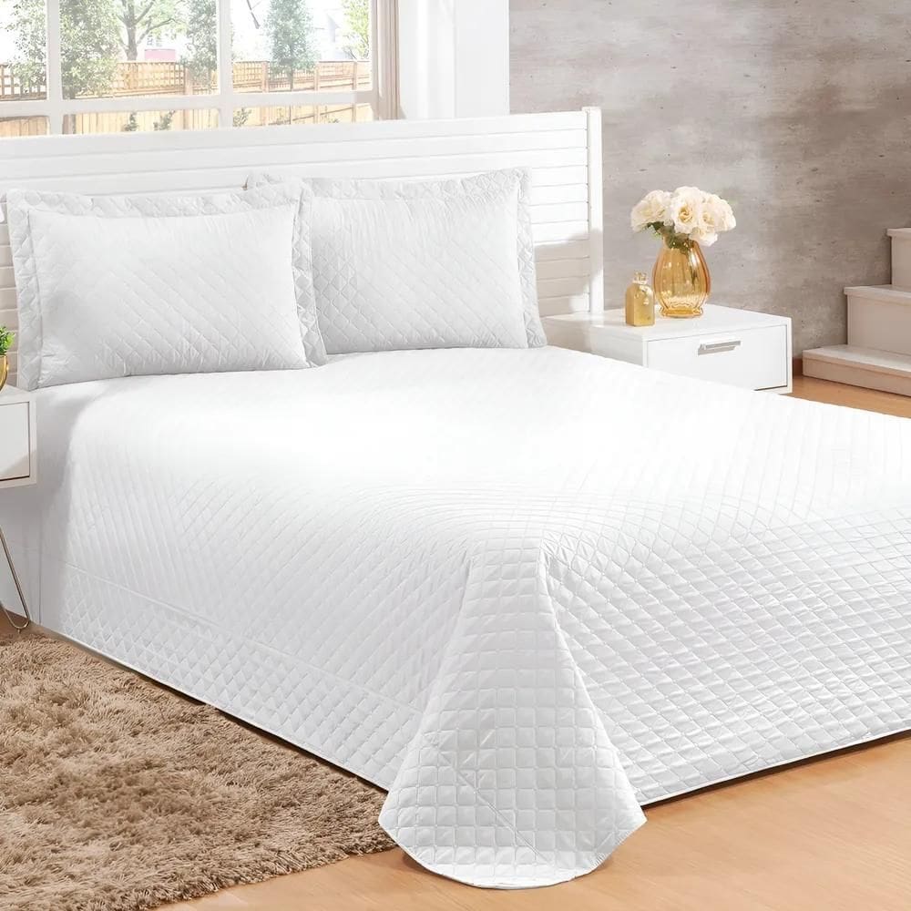 2X Kit Cobre Leito Veneza Queen 3 Peças Colcha Lisa Cama Box