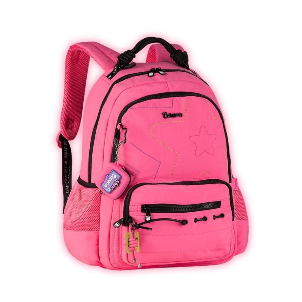 Mochila Luluca De Costas Escolar Juvenil Viagem Meninas Rosa