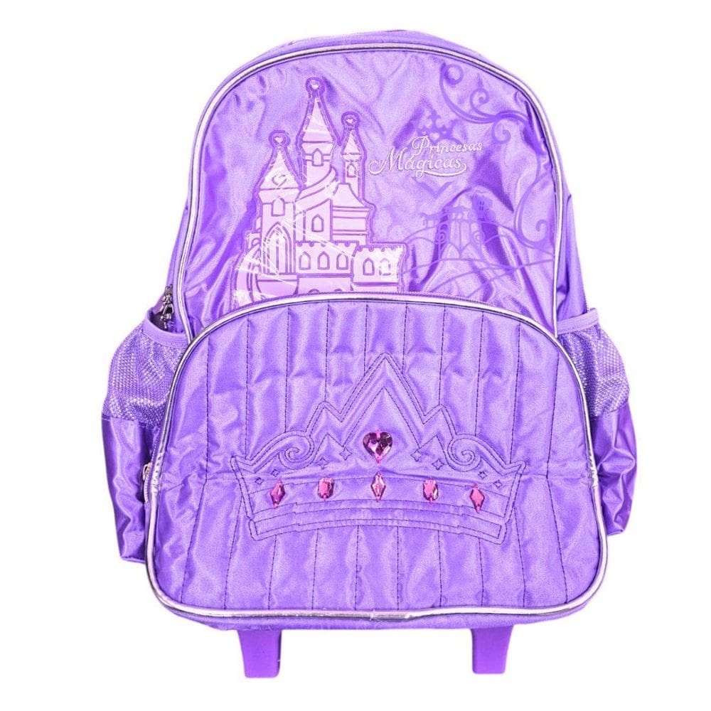Mochila De Rodinhas Castelo Das Princesas Rosa Clio Com Luz