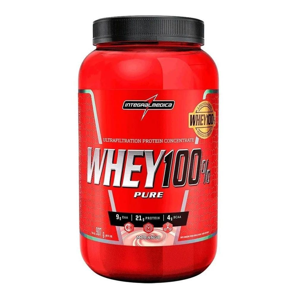2X Whey 100% Pure Pote 900G Morango Integralmédica Morango