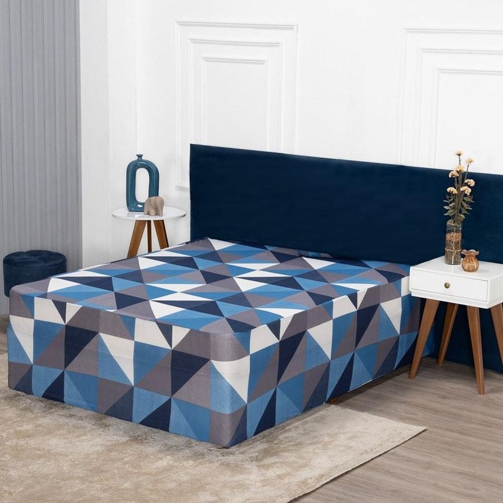 Lençol Luva Queen Cama Conjugada Colchão E Box Malha 1 Peça