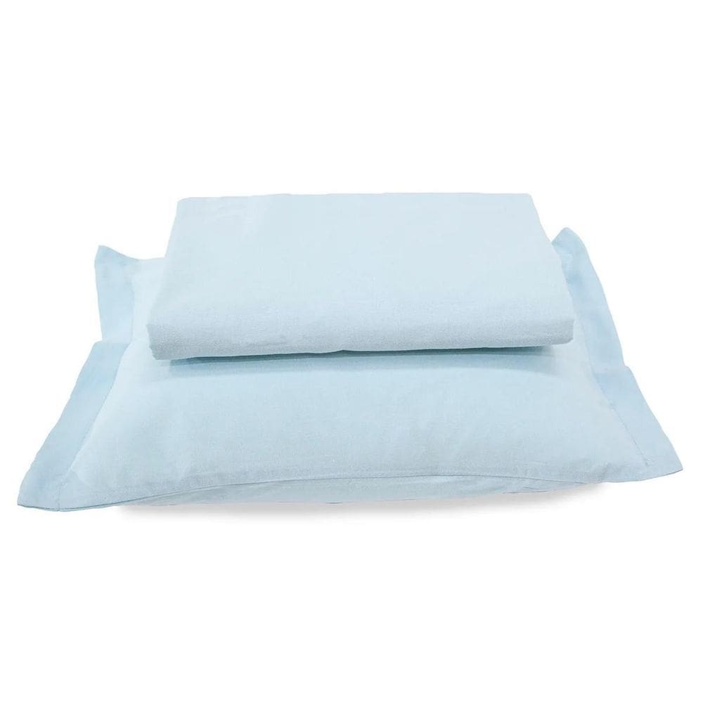 Jogo Lencol Berco Algodao 2 Pecas Priori Liso Azul Dohler