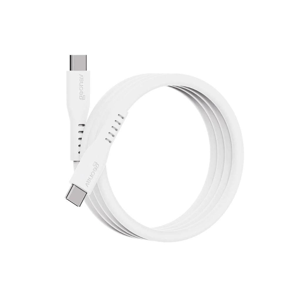 Cabo USB-C Geonav 1,5m Silicone Branco 5A/100W – Fast Charge
