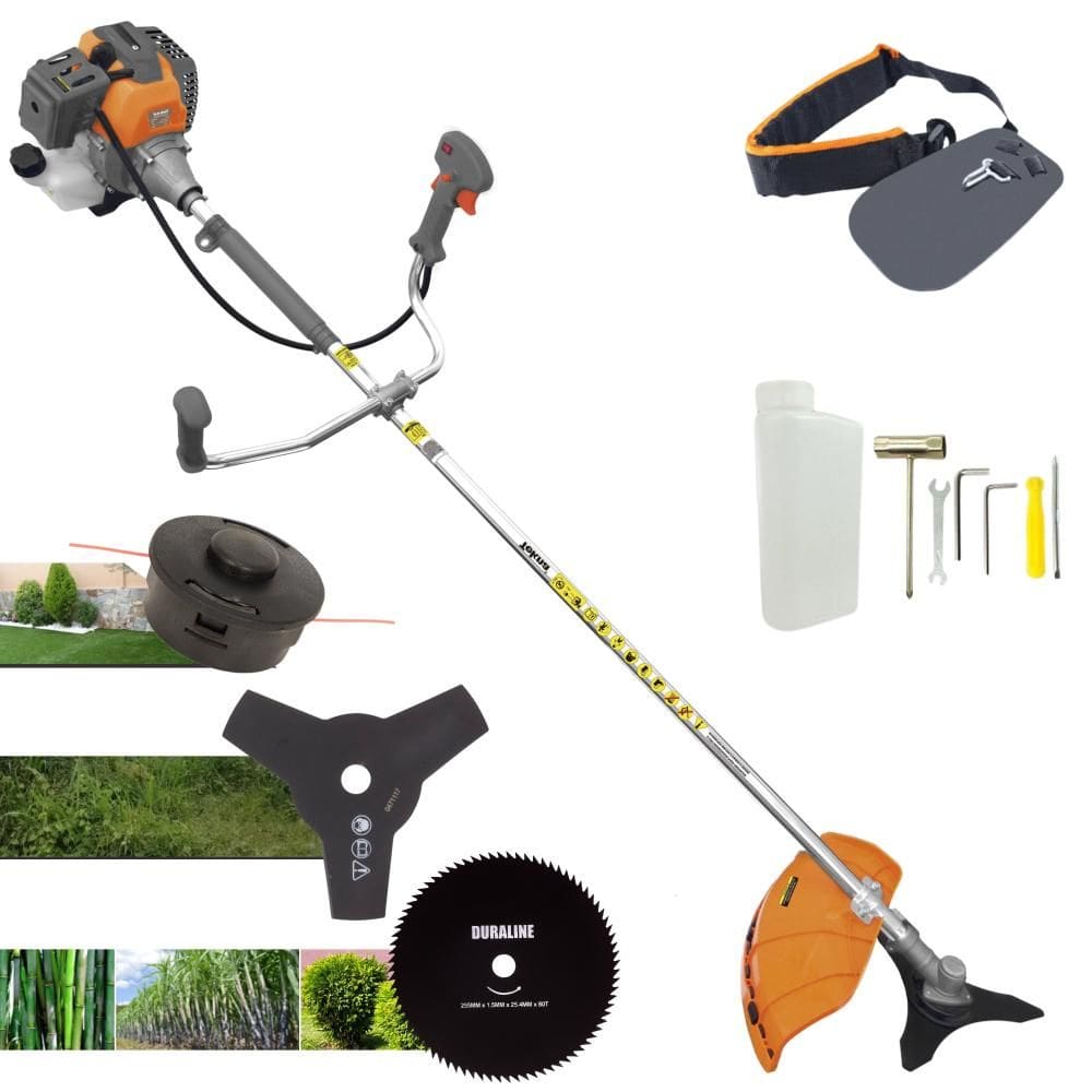 Roçadeira À Gasolina Tekna RL520P 52cc 2HP de Potência 2 Tempos Alta Rotação Completa Com Carretel Nylon + Faca 3 Pontas + Faca 80 Dentes 255mm