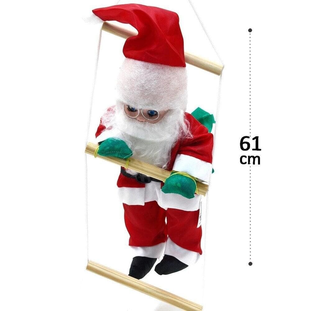 Enfeite Papai Noel Pequeno na Escada 61cm - Tudo em Caixa