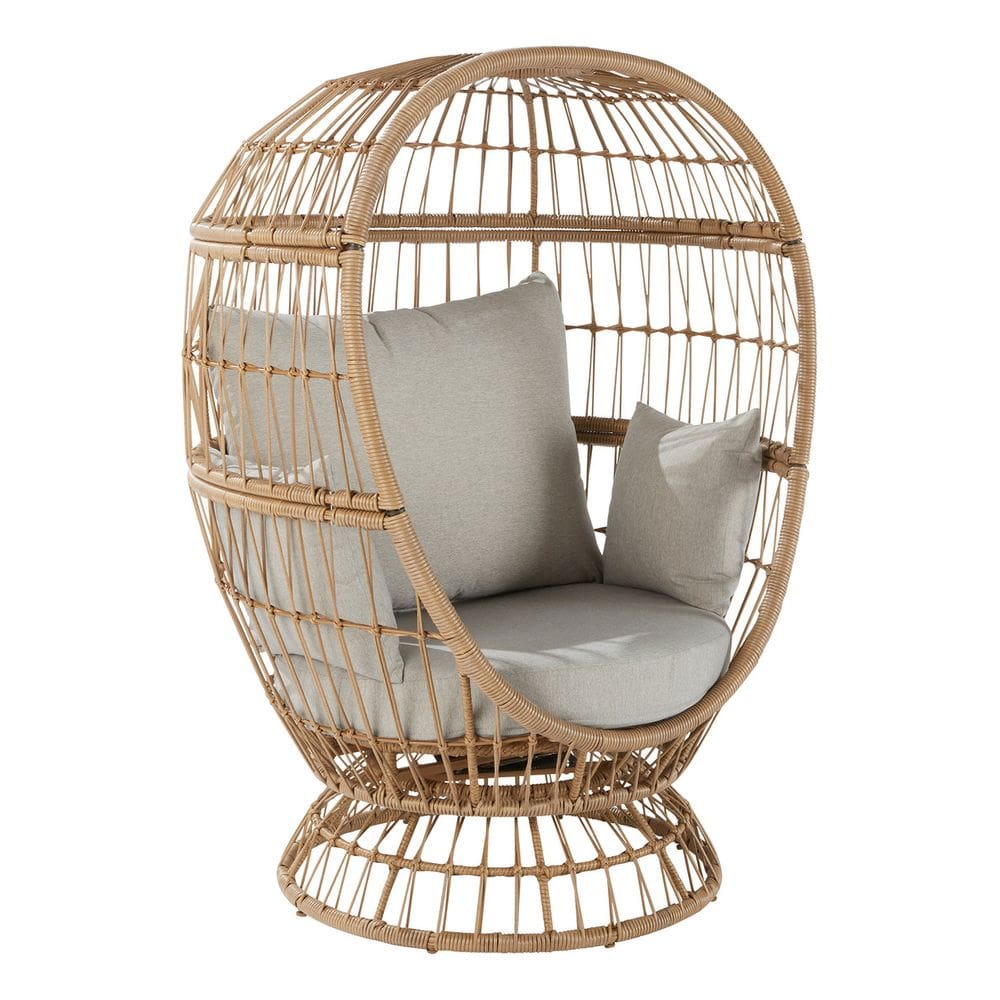 Poltrona Deluxe Oval De Jardim Em Aco 147x113 Cm Bege