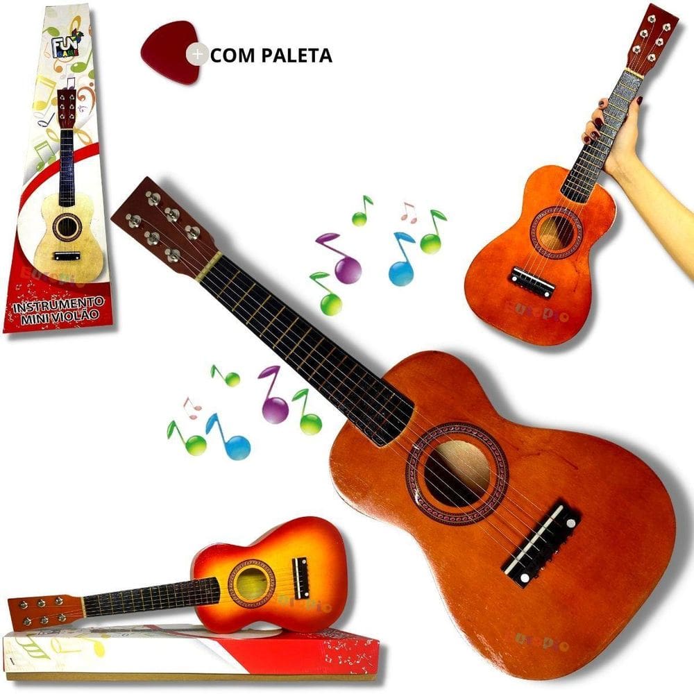 Mini Violão De Madeira Infantil Semi Brinquedo