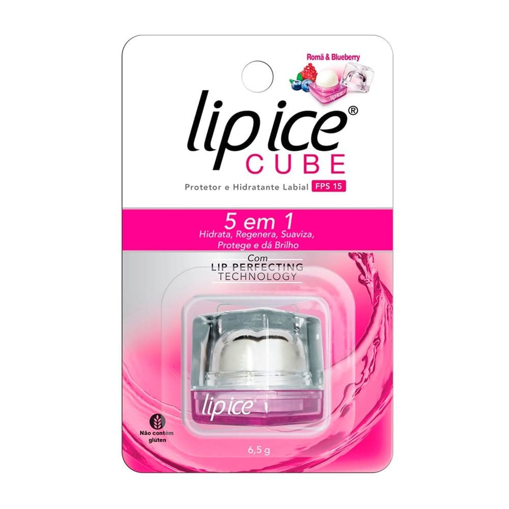 Protetor e Hidratante Labial Lip Ice Cube FPS 15 Romã e Blueberry 6,5g