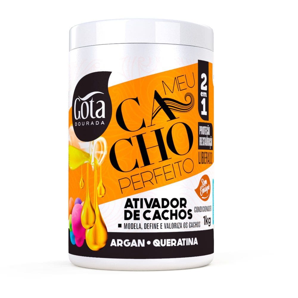 Ativador de Cachos Gota Dourada Meu Cacho Perfeito 2 em 1 Argan e Queratina 1Kg