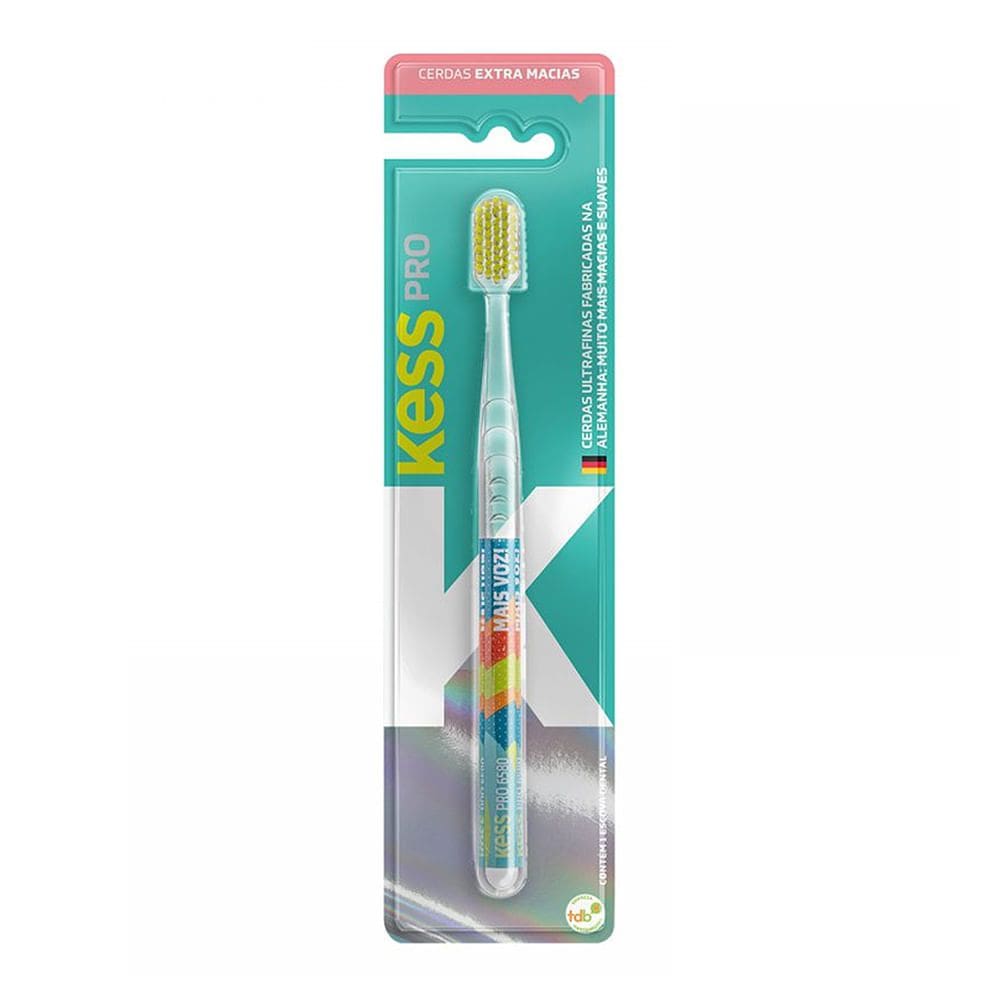 Escova Dental Kess Pro Clear Extra Macia Cores 1 Unidade + Capa Protetora