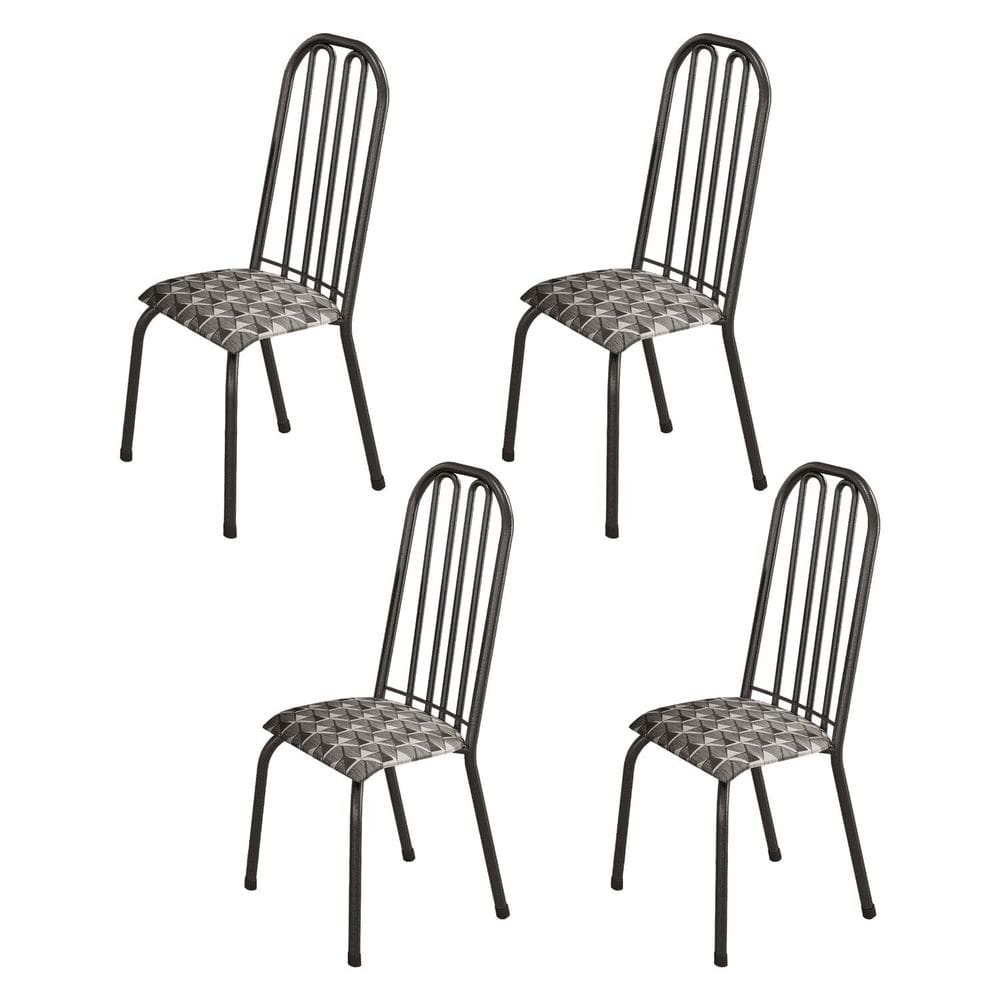 Kit 4 Cadeiras para Sala de Jantar Natal Prata Martelado