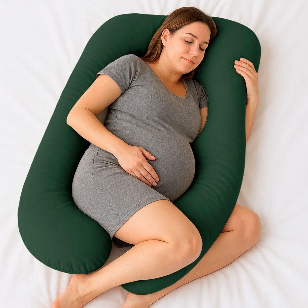 Almofada Travesseiro De Corpo Gestante Relaxante Isa Grande Macia Veludo Verde Escuro - Desk Design