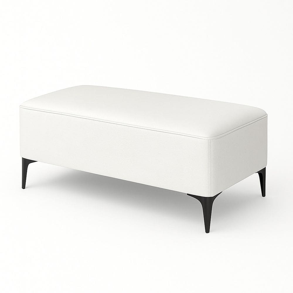 Banqueta Vegas Puff Para Sala Quarto Closet Courino Branco