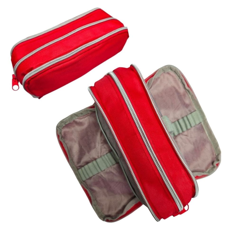 Estojo Escolar Duplo Grande Vermelho Volta às Aulas Canetas Feminino Masculino Organizador Lápis Cor