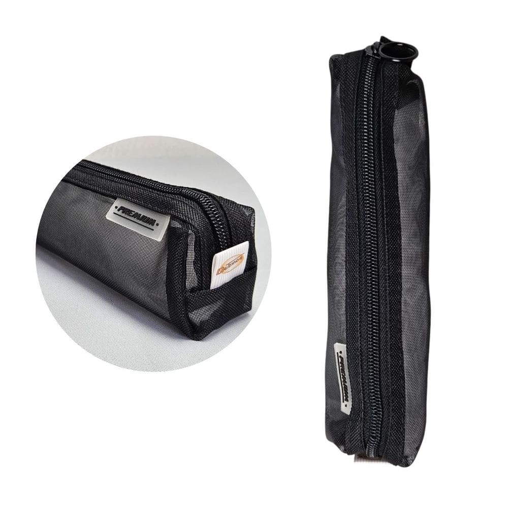 Estojo Transparente Preto Premium Escolar Organizador Caneta Gel Lápis Borracha Volta as Aulas Fofo