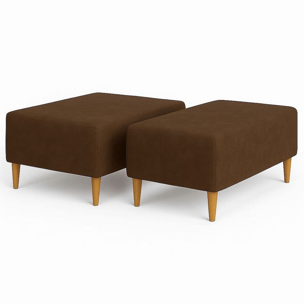 Kit 2 Puffs Bela Manu Decor Madri Sued Marrom C/ Pés Palito
