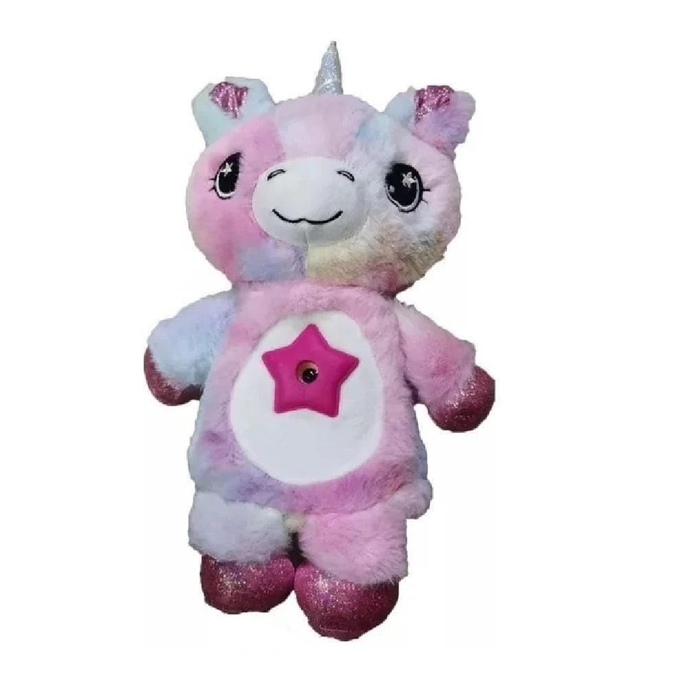 Unicórnio Pelúcia Projetor Estrelas Iluminada Musical
