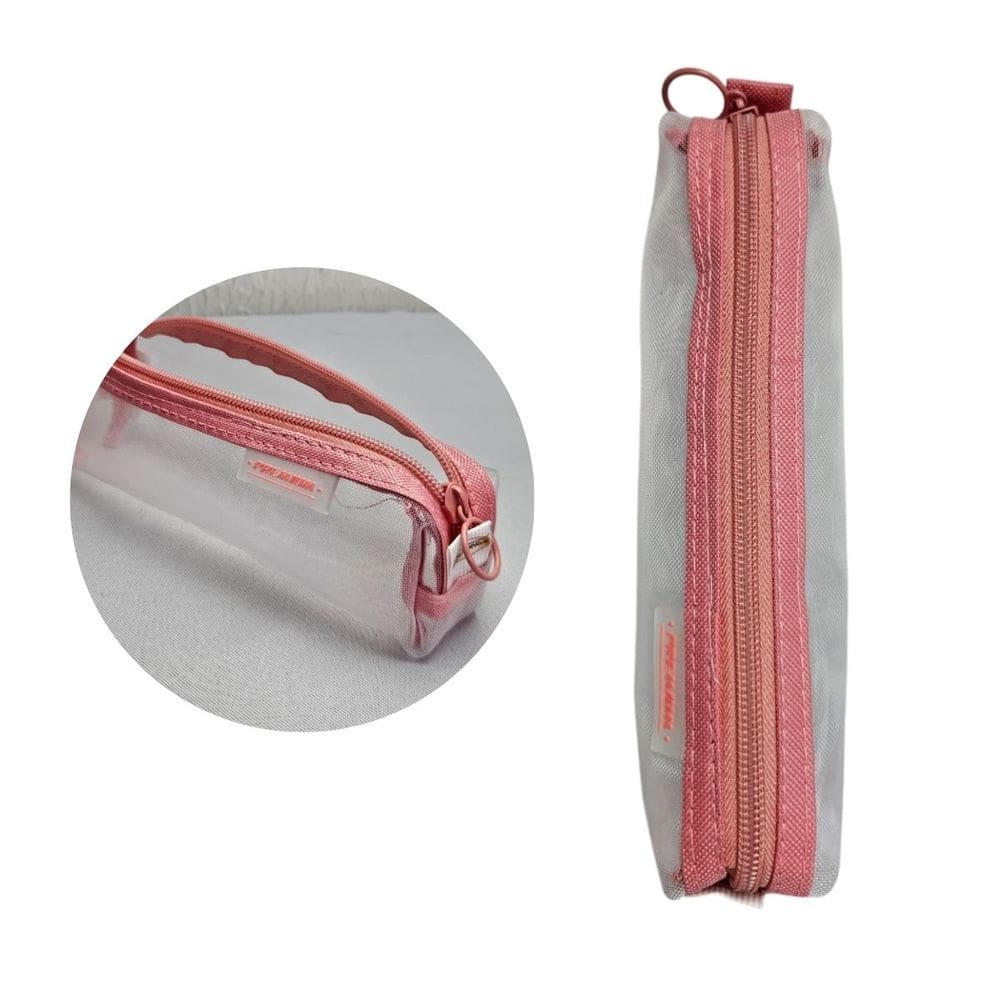 Estojo Transparente Premium Material Escolar Organizador Caneta Lápis Borracha Volta as Aula Moderno