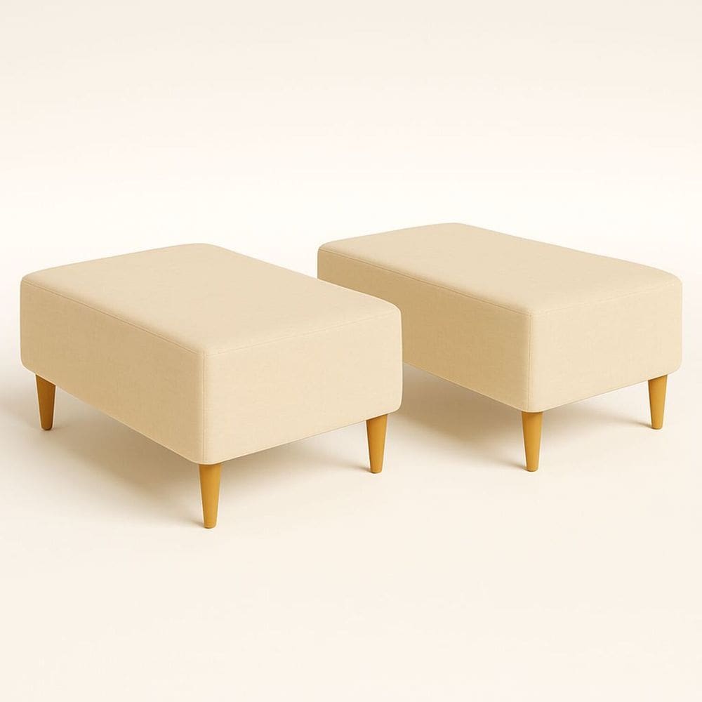 Kit 2 Puffs Bela Manu Decor Madri Sued Bege Com Pés Palito