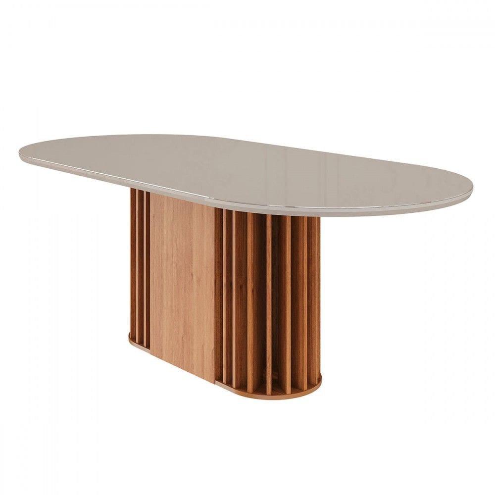 Mesa de Madeira Julieta 210 Cm com Vidro Cinamomo/Off White - Cimol