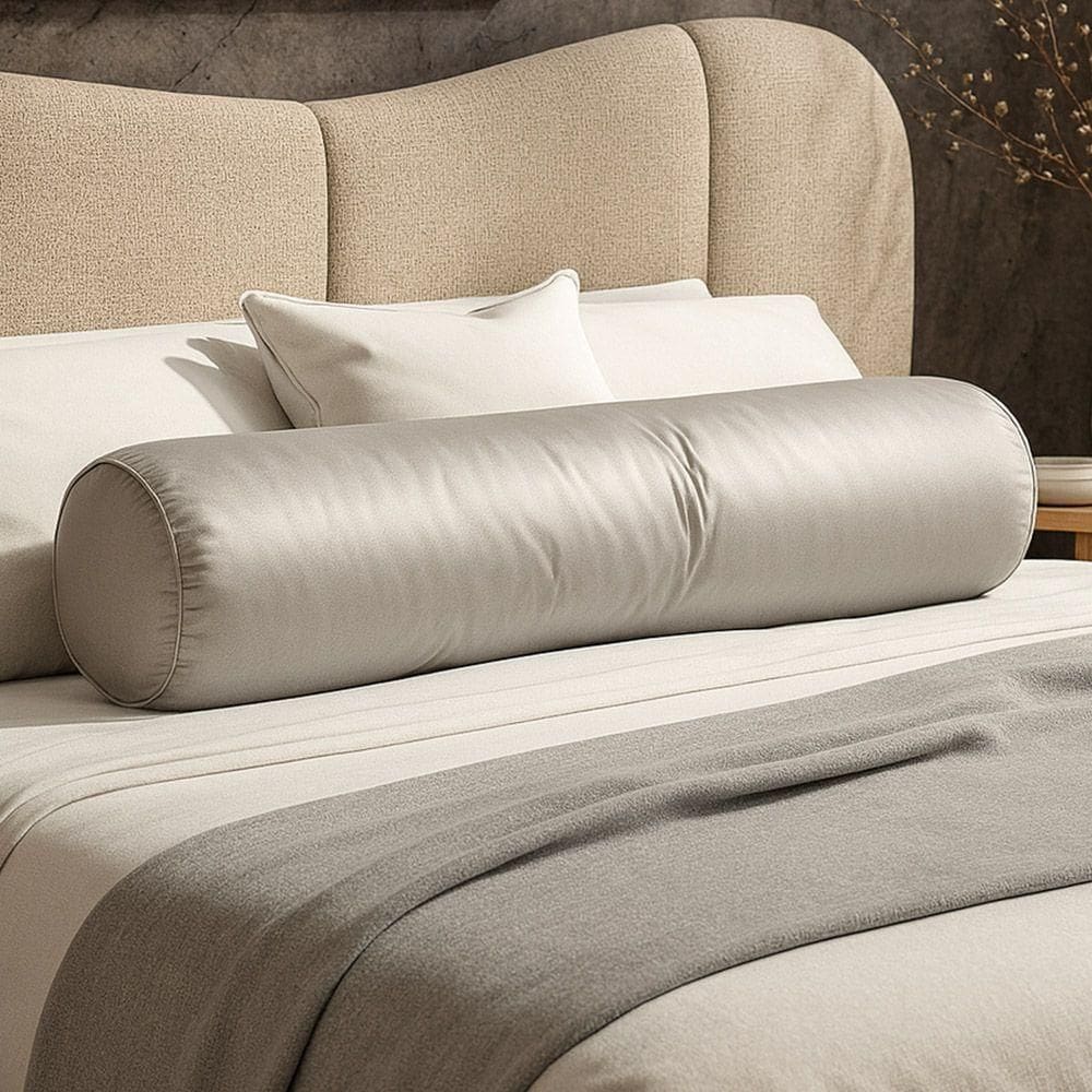 Almofada Travesseiro Bastão Tubo Rolo Dot 140cm Macia Veludo Bege - Desk Design