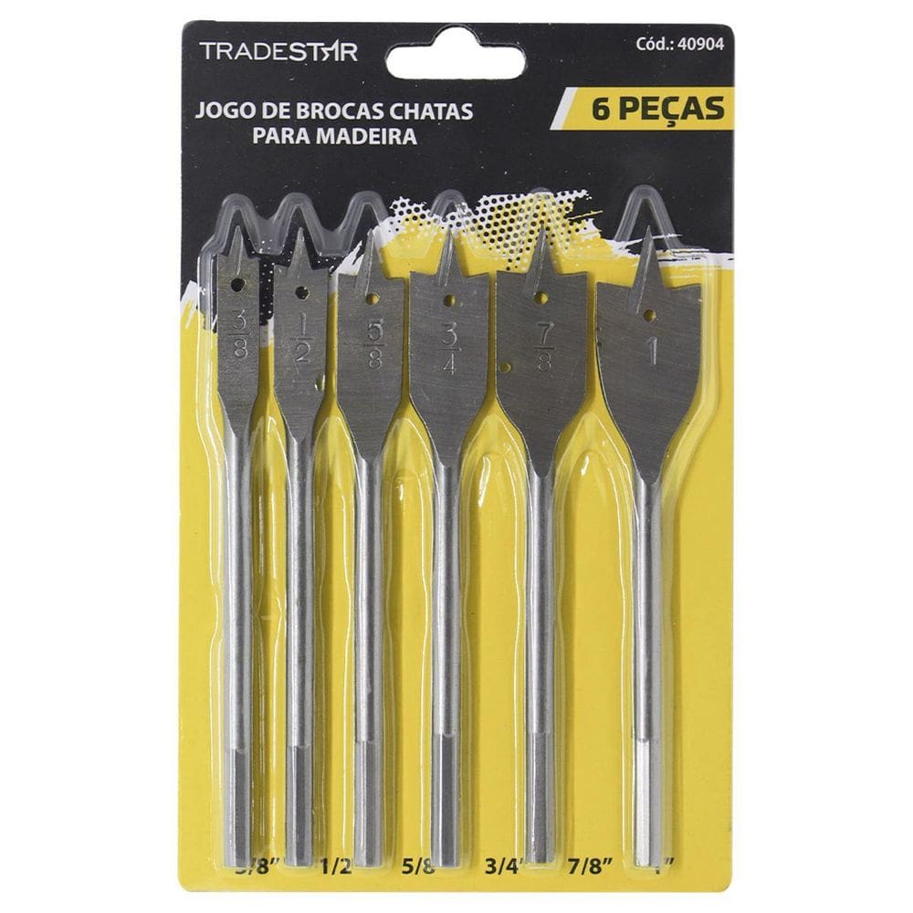 Jogo De Brocas Chatas Para Madeira Kit Com 6 Peças