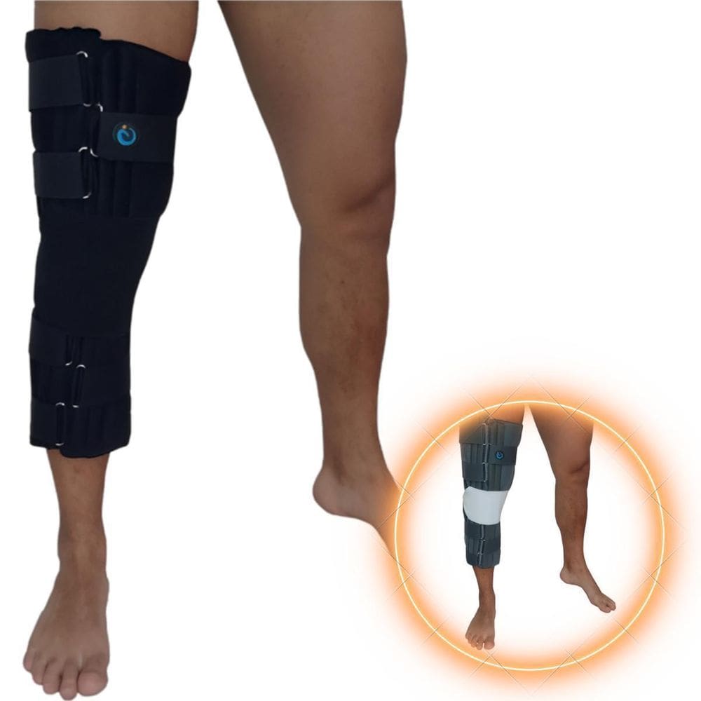 Imobilizador Joelho Fixo Bilateral 60 Cm Preto Tamanho P/M