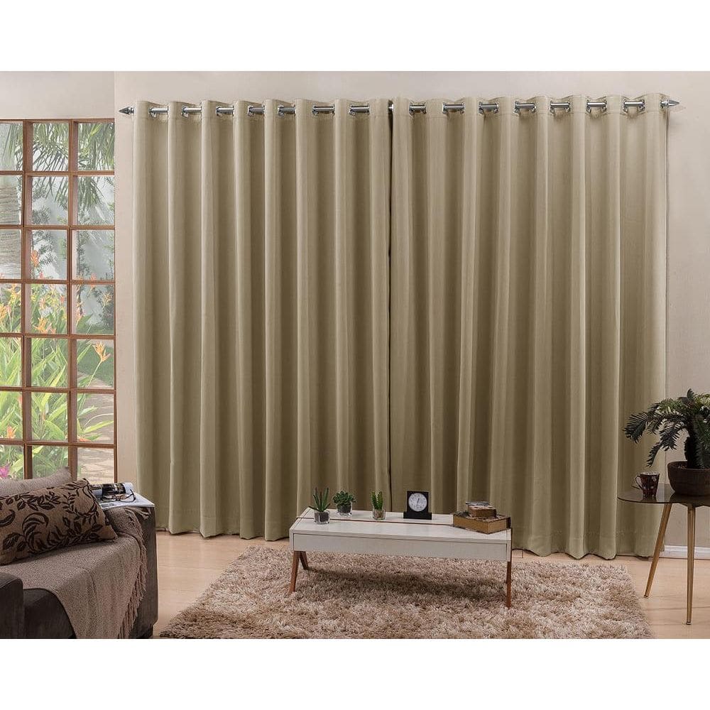 Cortina Bege 3,00X2,60 Blackout Tecido Corta Luz 100%